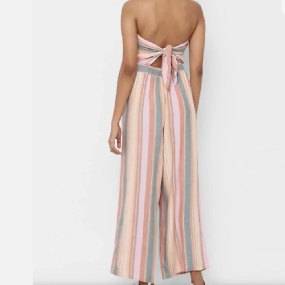 American Eagle Strapless Striped Jumpsuit - Picture 2 of 10